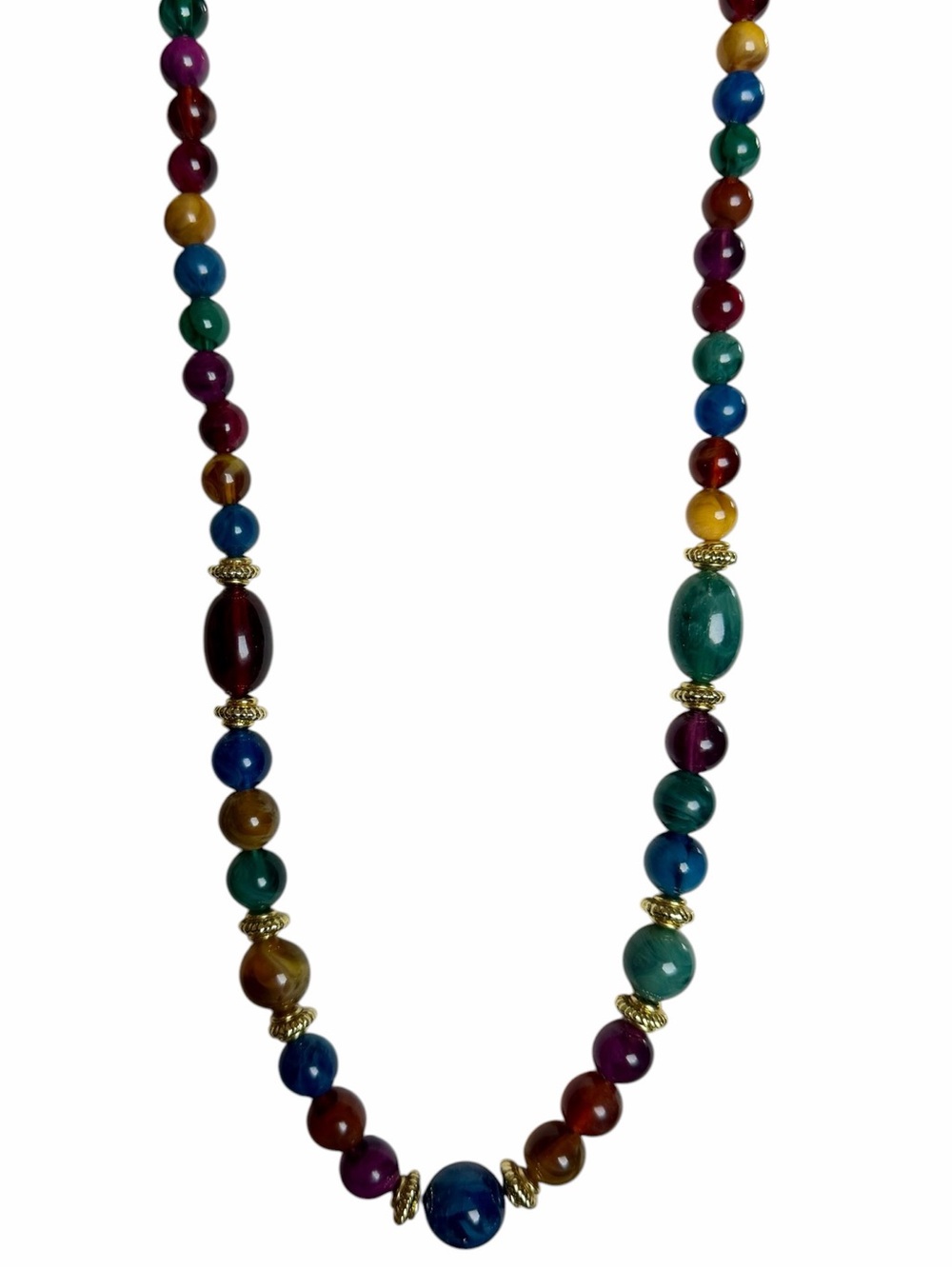 Vintage Multicolor Chunky Beaded Necklace 80s 90s Eclectic - Picture 2 of 5